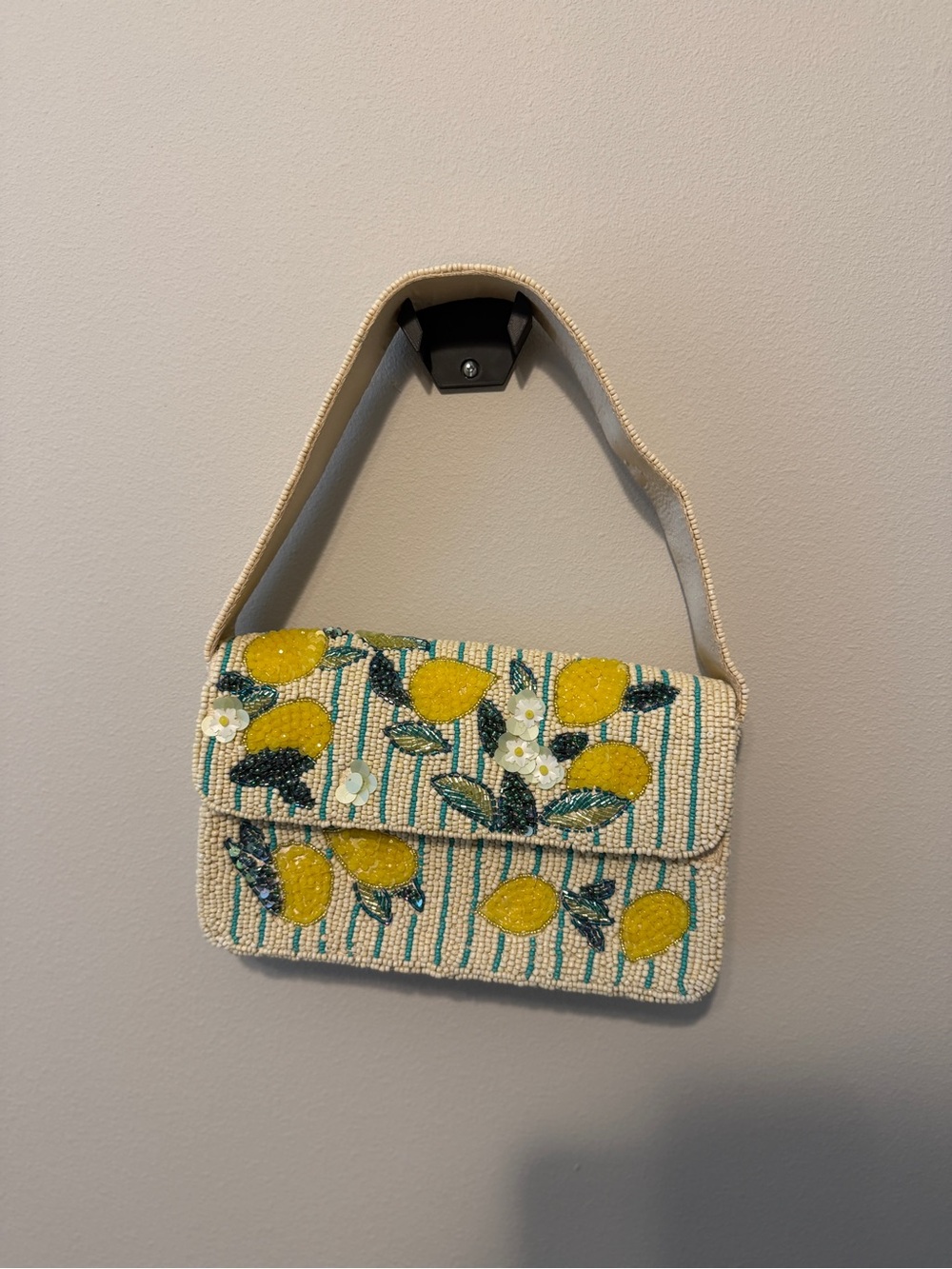 Lemon Beaded Shoulder Bag